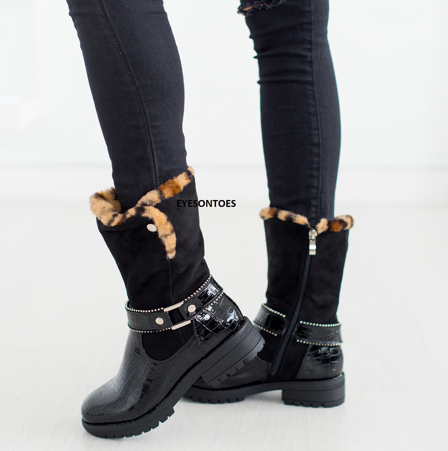 calf length fur lined boots